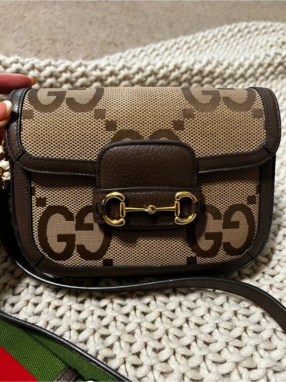 Gucci Monogram Jumbo GG Horsebit 1955 Crossbody Bag - Picture 3 of 16